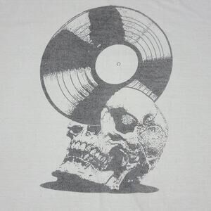 Brisco Brands White Unisex Tee Vinyl In Skull - Size Large